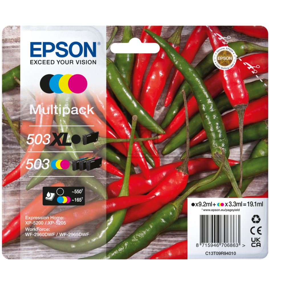 Epson Tintenpatrone gelb, magenta, schwarz, cyan HC (C13T09R94010, 503, 503XL)