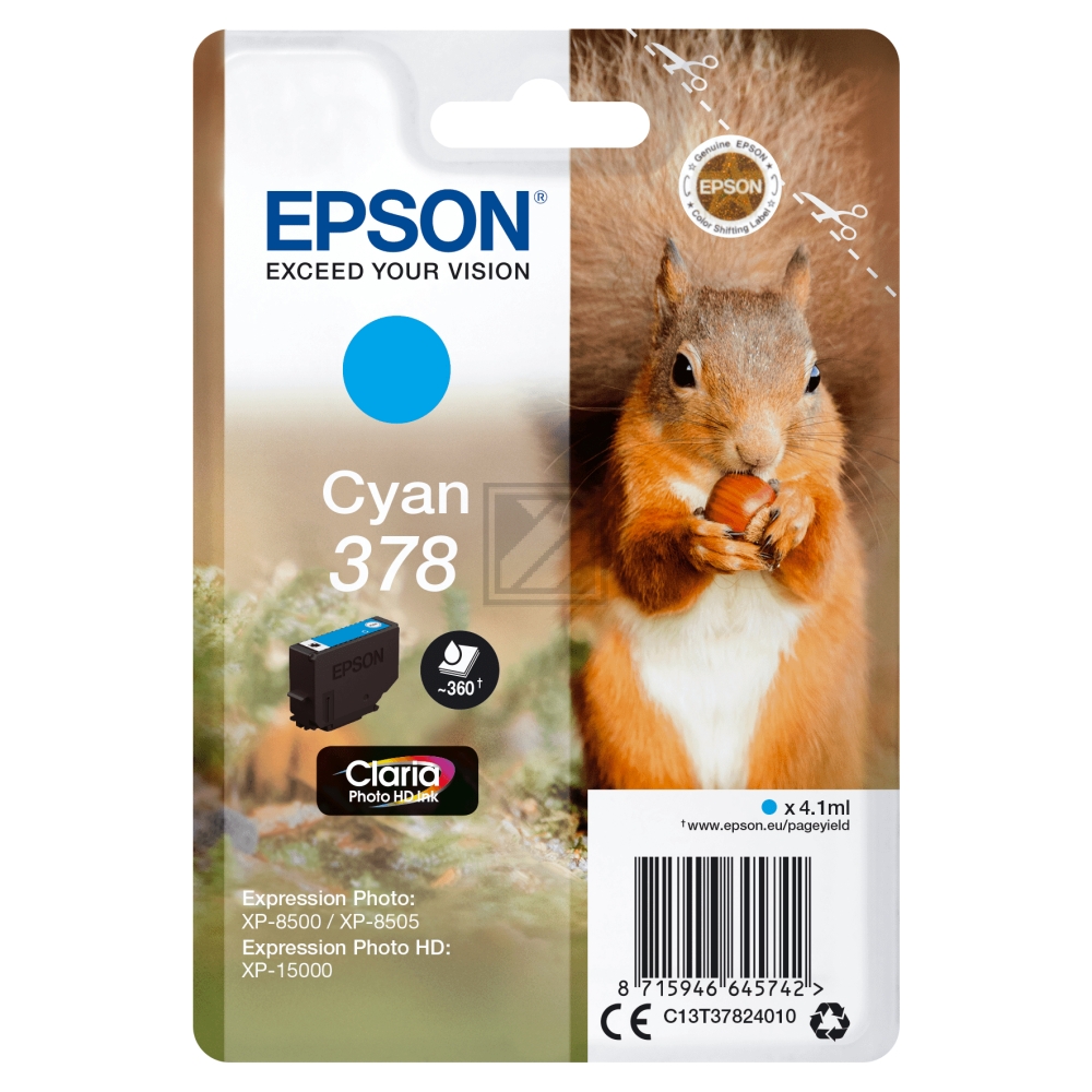 Epson Tintenpatrone cyan (C13T37824010, 378)